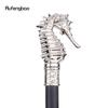White Luxury Hippocampus Walking Cane Fashion Decorative Walking Stick Gentleman Elegant Cosplay Cane Knob Crosier 93cm