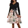 Women's Casual Fashion Long Sleeve Christmas Graphic Printed Vintage Long Dresses