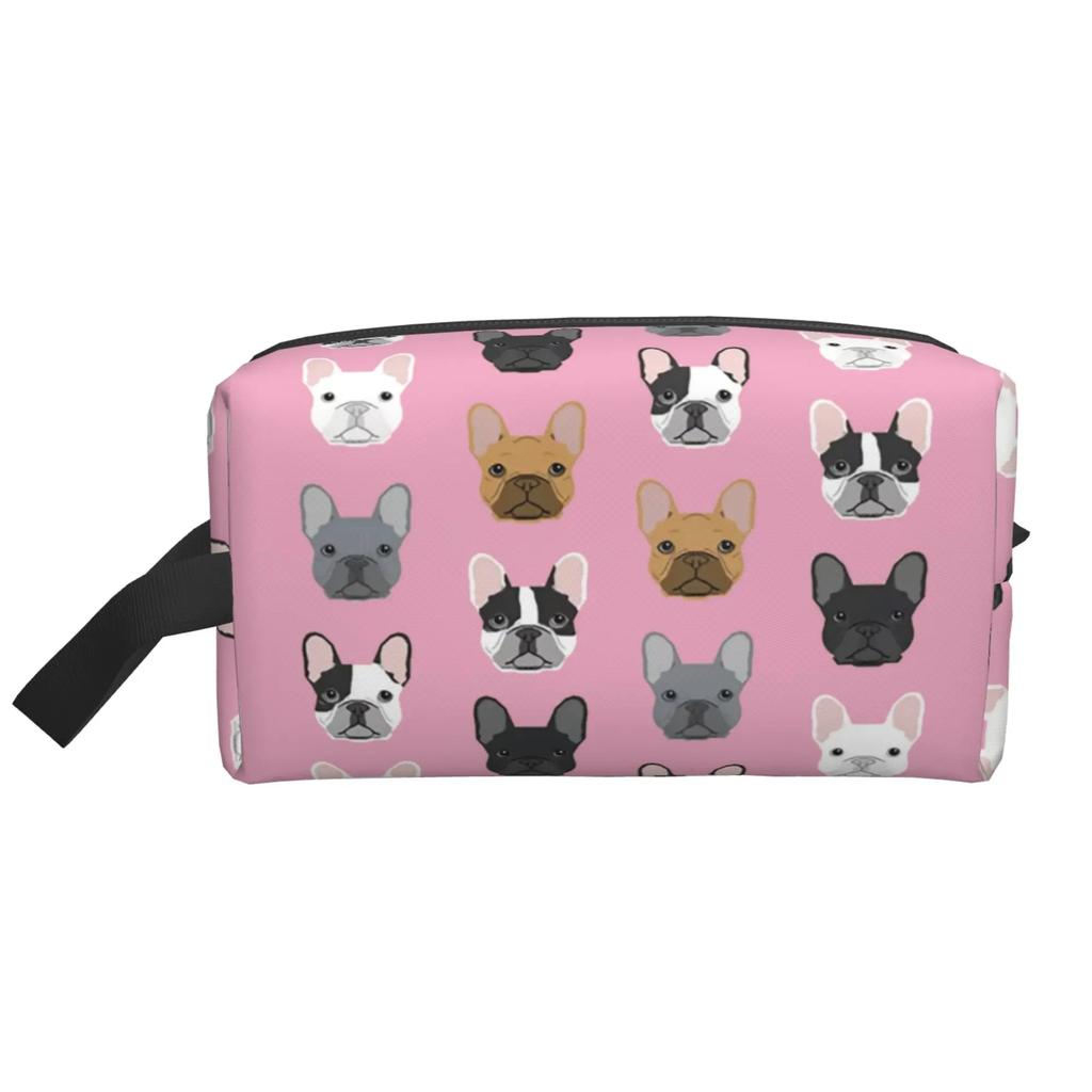 Torby do przechowywania buldoga francuskiego, urocza kosmetyczka dla szczeniaka, przenośna, o dużej pojemności, podróżne kosmetyczki, unisex, organizer na kosmetyki