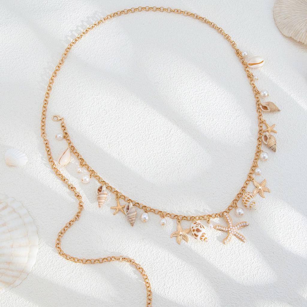 Adjustable Waist Chain Handmade Shell Starfish Conch Body Jewelry For Women Girls Stylish Beach Vacation Accessory