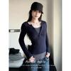 Women's Color Blocked Brushed Cotton Faux Two-Piece Henley Long-Sleeve Slim-Fit Top