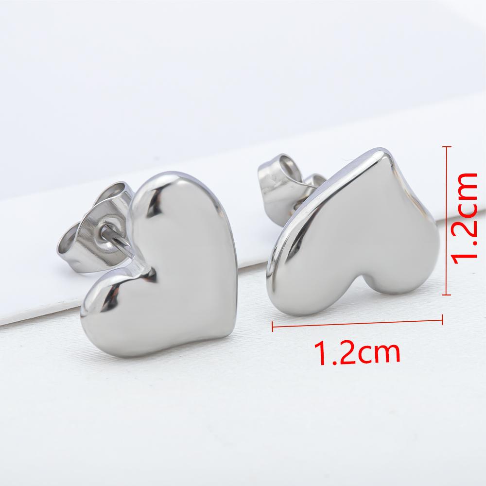 1Pair Mini Stainless Grid Design Steel Love Heart Stud Earrings for Women Girl Party Accessories DIY Jewelry Making Earring Base