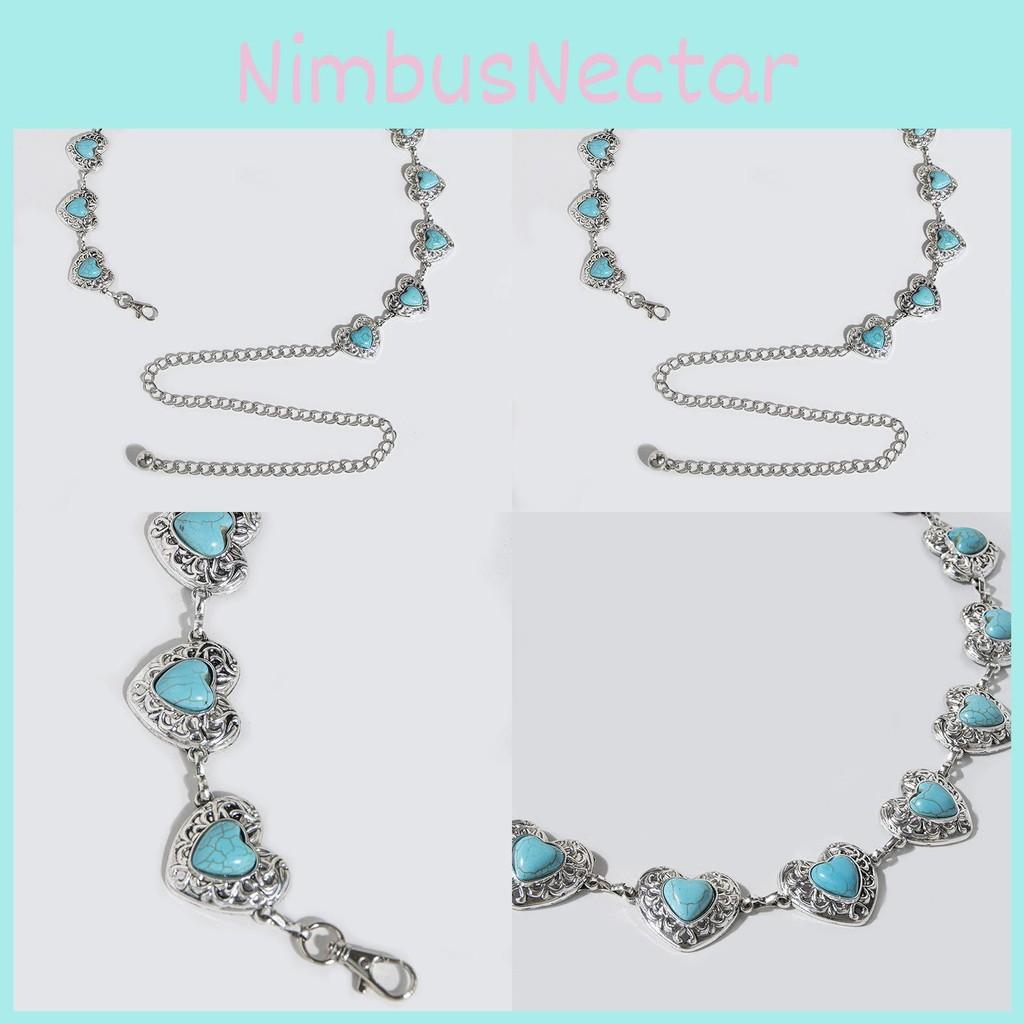 Waist Women Metal Chain With Heart Shaped Turquoise For Chic Winter Accessories
