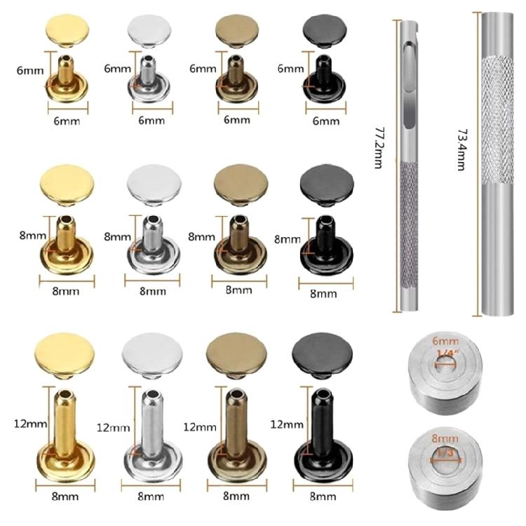 Leather Rivet Tubular Metal Studs with Setting Tools Punch Plier