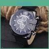 Mens Sport Quartz Watch With Leather Band And Decorative Function For Casual Outings