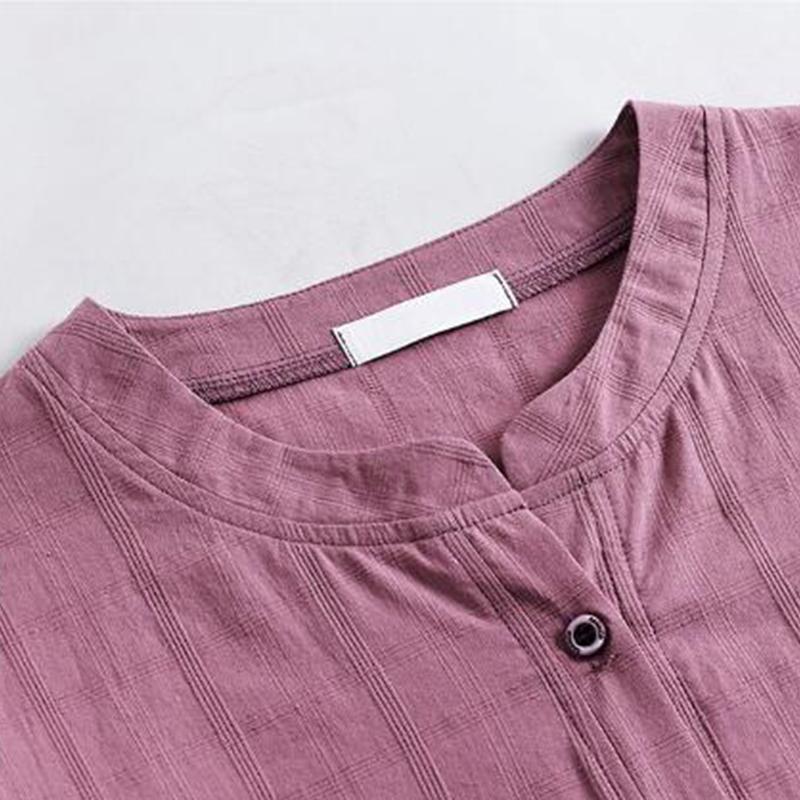 Spring Autumn Cotton Plaid Shirt Lady Long Sleeve Vintage Pullover Blouse Femme Loose Casual Top Women