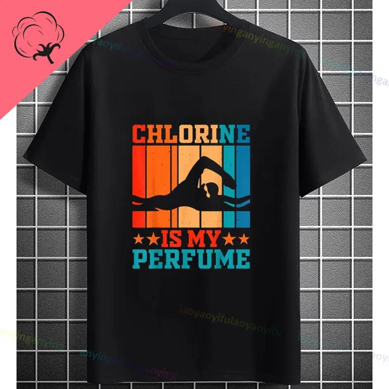 Unisexs Casual Swimmer Graphic Tshirt Black With Dynamic White Swimming Silhouette Design Shortsleeve Crewneck Pure Cotton Tee