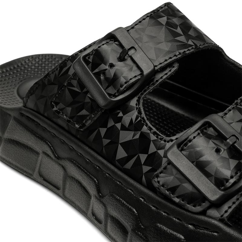 Tongs Homme Été à Double Boucle Décontractées à Enfiler Sandales Slides Homme Semelle Épaisse 3,5 cm Chaussures Douces Confortables