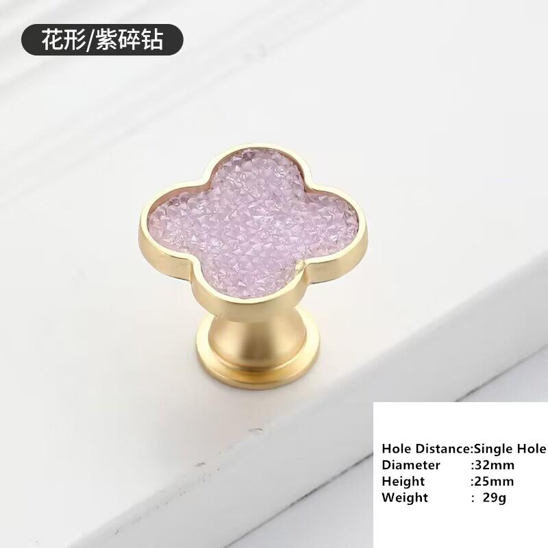Handles Drawer Cabinet Furniture Kitchen Handles for Cabinet Knob Door Drawer Furniture Kitchen Knob Four-Leaf Clover Diamond