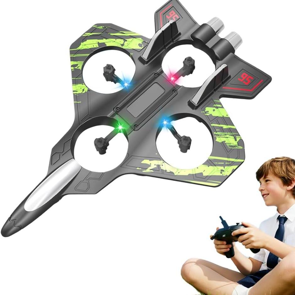 

2026 New Sky Riders RC Plane Jet, RC Aircraft for Boys and Girls, Fighter Jet Helicopter with LED Lights, Altitude Hold, 360° Flip Stunt Rotation зелений