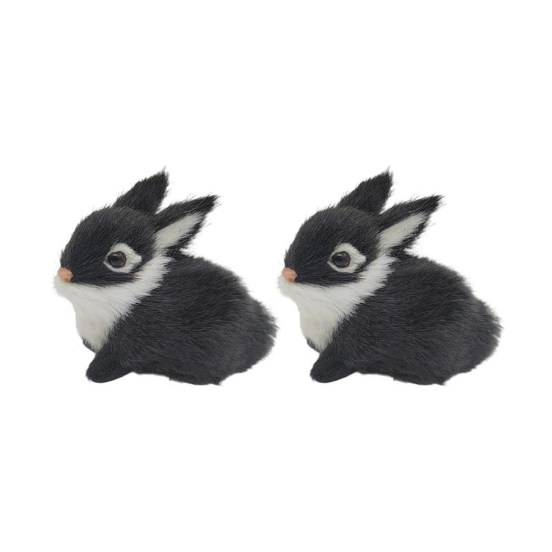 Realistic Rabbit Figurine Lively Easters Bunnies Stuffe Farm Animal Plush Rabbit Statue Spring Home Decors Photo Props