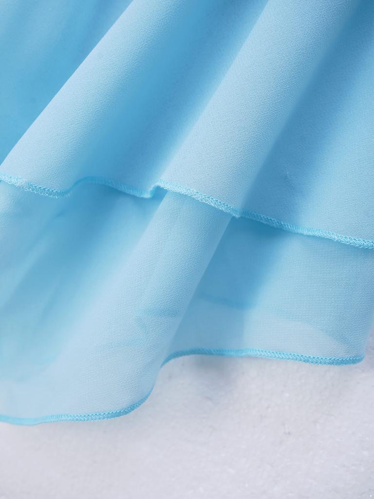 Girls Shiny Rhinestone Dance Dress Spandex Mesh Patchwork Sleeveless Round Collar Hollow Back Performance Costume