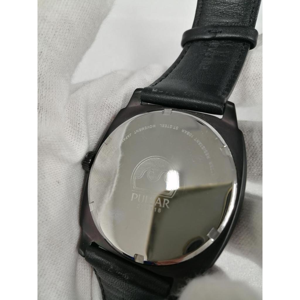 Used PULSAR PP6077 BLK YEL Leather strap Japanese instruction manual not available Quartz watch