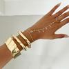 Fashion Texture Metal Pleated Glossy Bracelet Female, Simple Style Crystal Chain Finger Bracelet