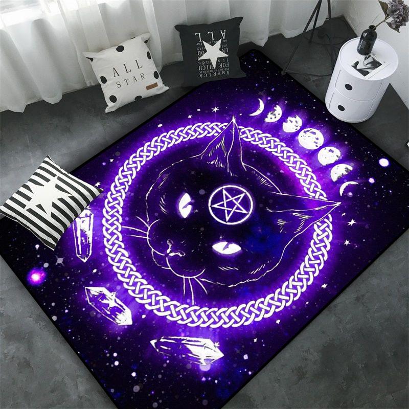 Schädel Baphomet Ziegen Dämon Raserei Bereichsteppich Blutrot-Baphomet Teppich-Baphomet Dekor-Satanische Matte-Satanische Heimdekoration