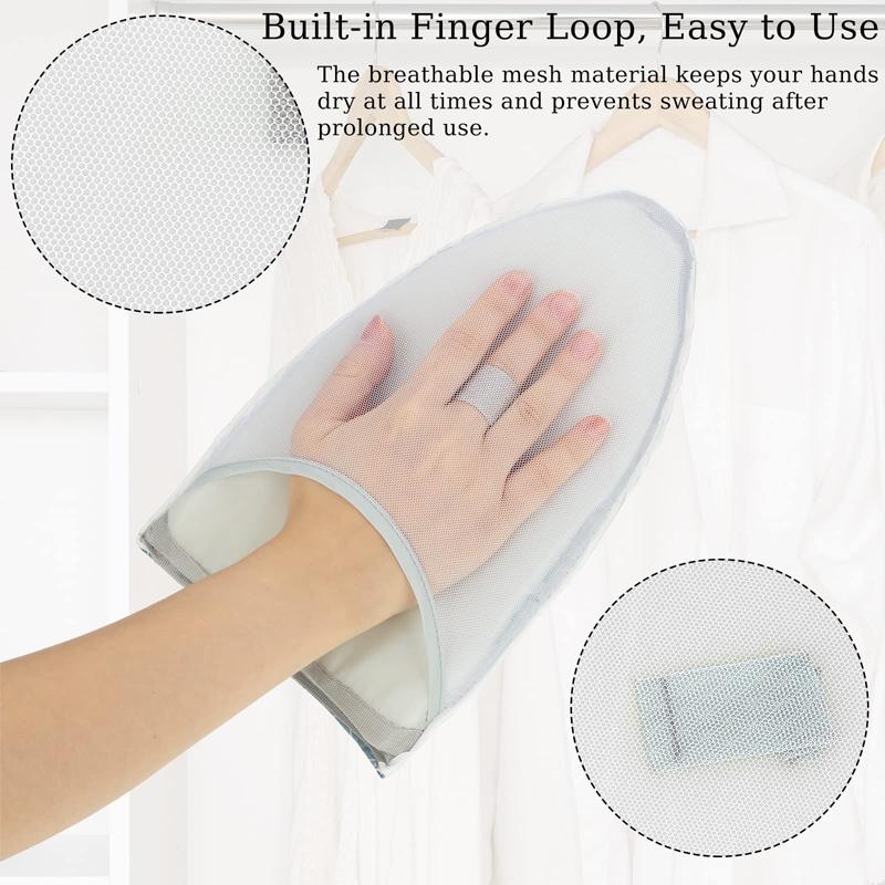 2PCS Washable Ironing Board Anti-scald Gloves Iron Pad Cover Mini Handheld Ironing Glove Heat-resistant Stain Ironing Board Mat