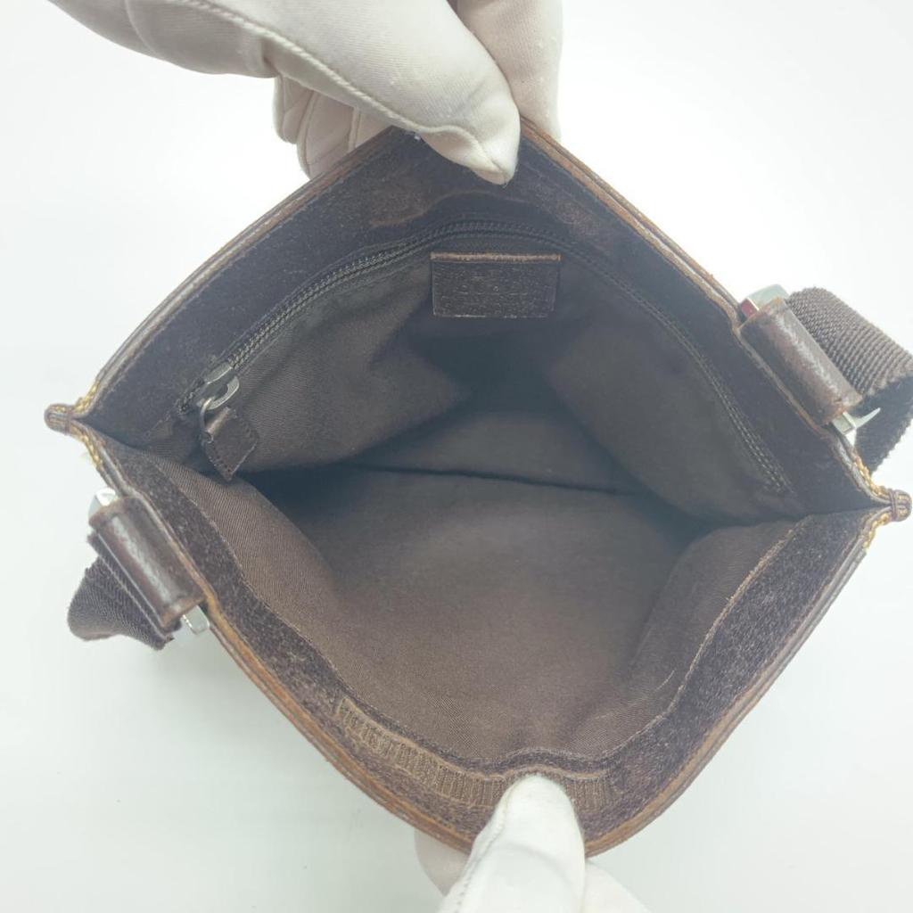 Gucci GG Canvas 27639 Shoulder Bag Crossbody Sacoche Pouch Leather Brown Ladies Men Unisex Diagonal Strap