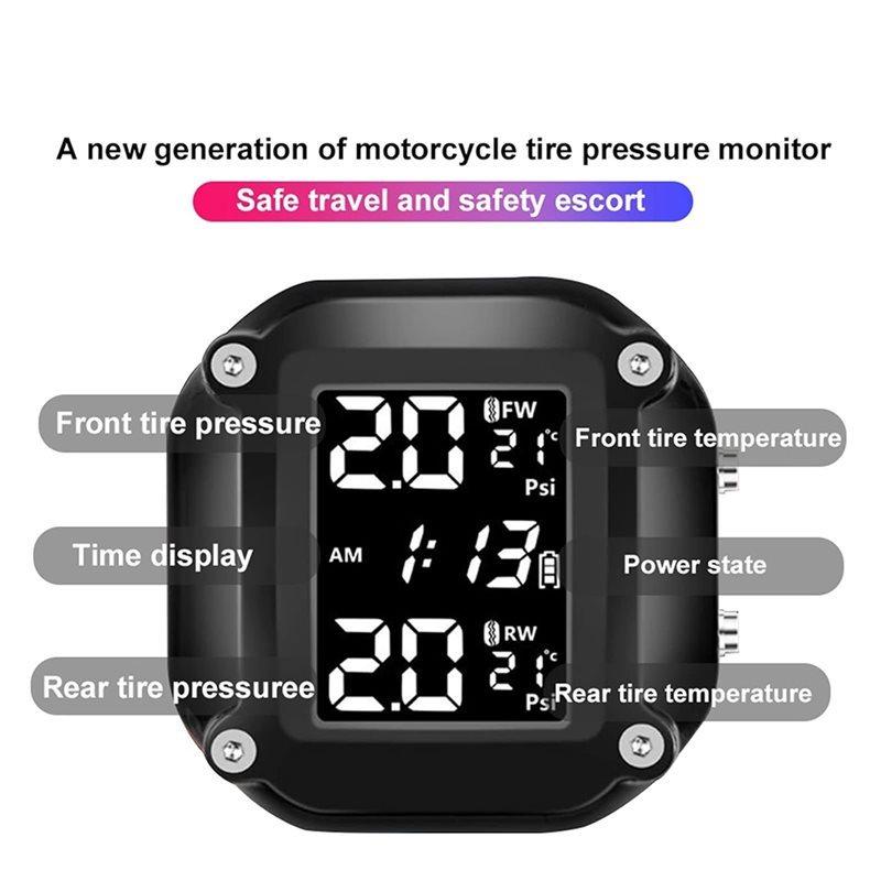 Sistema di Monitoraggio della Pressione degli Pneumatici TPMS per Moto Sensori Esterni Monitor Pressione Pneumatici Allarme Temperatura Pneumatici Moto