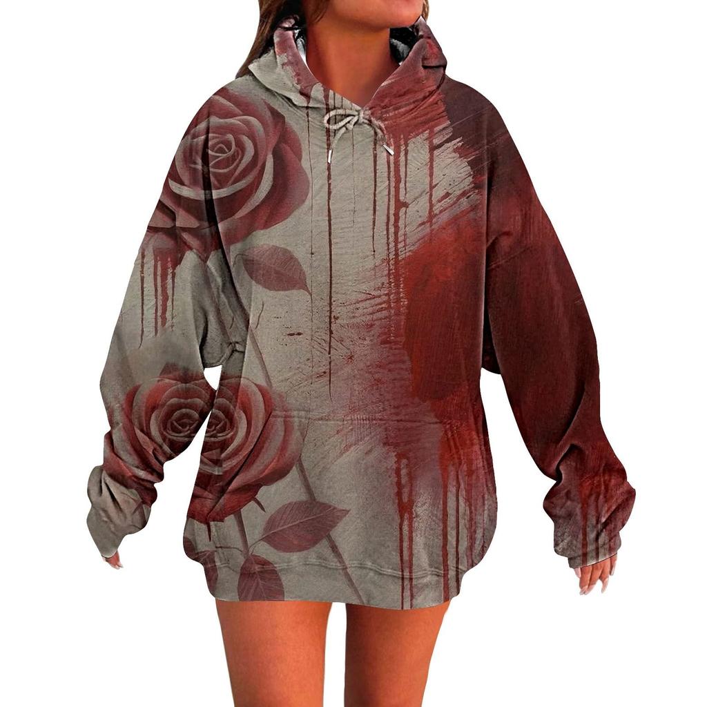 Women's Fashion Hooded Long Sleeve Sweatshirt for Casual Wear