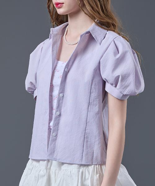Sitipabjeu [Cp] Sierra Puff Small Check Classic Basic Short Sleeve Shirt [Purple] Summer Ver.