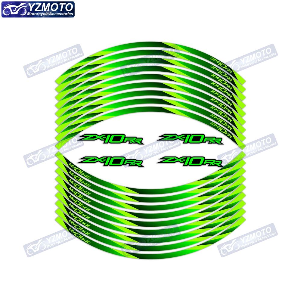 For ZX-10RR ZX10RR ZX 10RR Motorcycle Accessories Sticker 17 Inch Front Rear Wheel Hub Decal Reflective Decoration Rim Stickers
