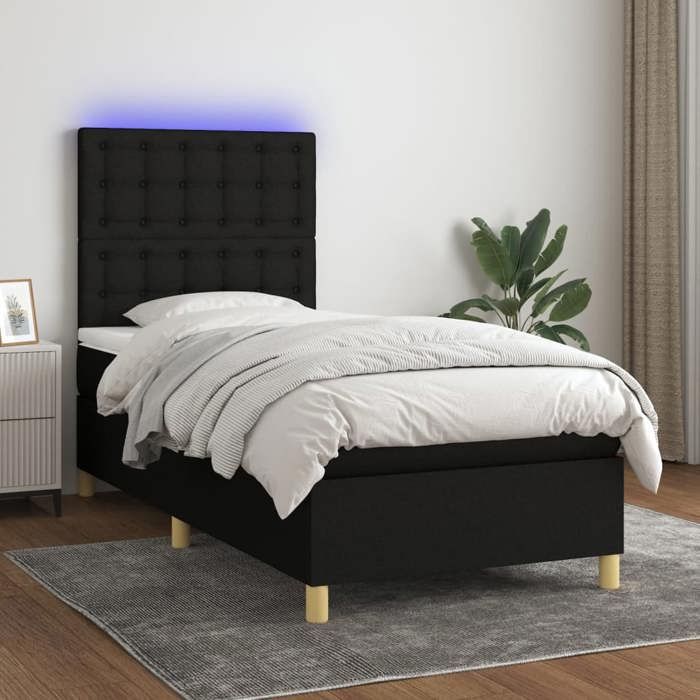 VidaXL Sommier à Lattes de Lit avec Matelas et LED, Lit Rembourré, Lit Simple, Lit Adulte de Chambre à Coucher Intérieur, 3135735