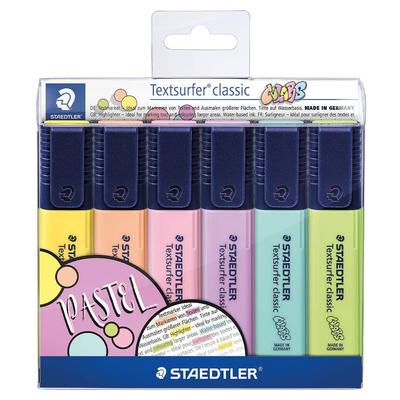 Staedtler 364 CWP6 Textsurfer Classic Pastel Highlighter with Large Ink Memory for Extra Long Marking Performance, Case with 6 Colours Pastel