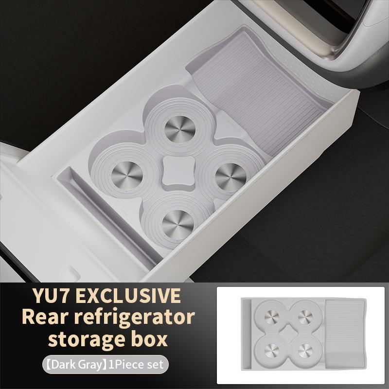 For Xiaomi Yu7 2025 2026 Center Armrest Second Row Fridge Storage Hidden Box Silicone Protective Mats Cup Holder Organizer
