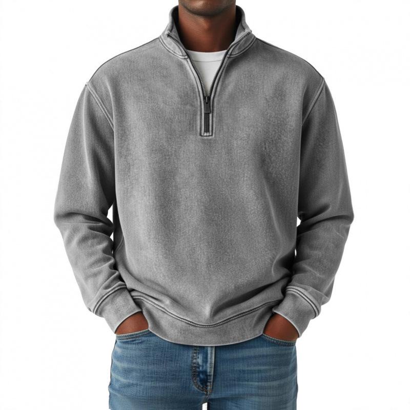 2025 European Style Men's 3D Print High Collar Half-Zip Hoodie for Spring/Autumn