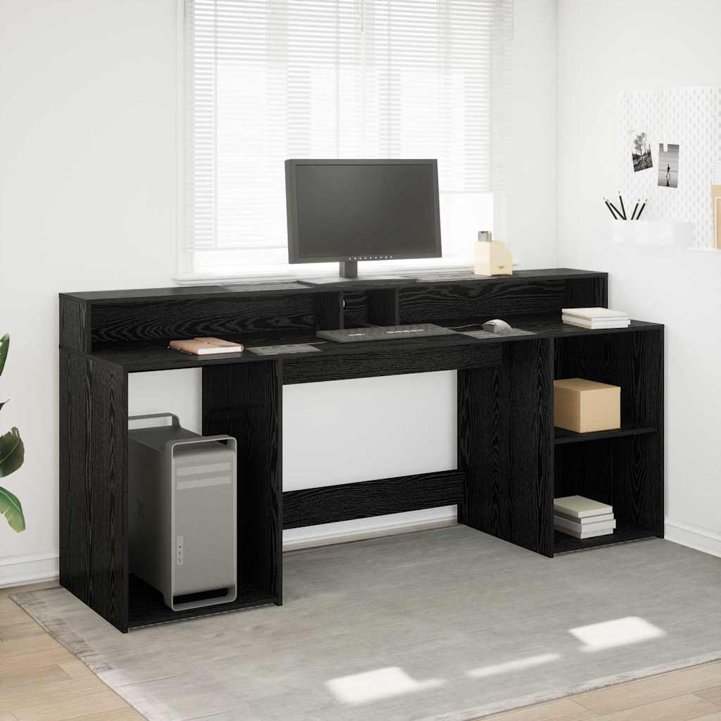 Desk Black Oak 200 x 55 x 91 cm Particleboard