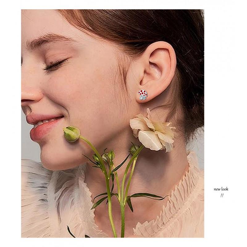 Elegant Mushroom Stud Earrings Women Post Copper Plated Fashion Sweet Minimalist Jewelry