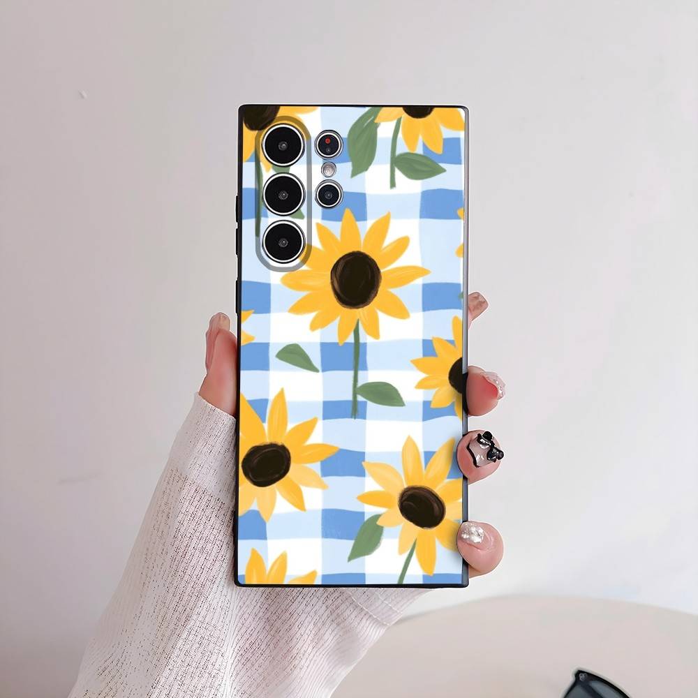 INS Flower Fashion Phone Case For Samsung Galaxy S25 S24 S22 S23 Ultra S21 S20 Plus 5G Frosted Non-Slip Full Cover Soft Case