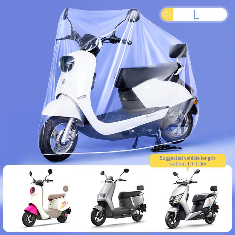 Motorcycle Cover Thickened Transparent Protective Cover All Seasons Outdoor Waterproof Bicycle Scooter Rain Dust Cover L