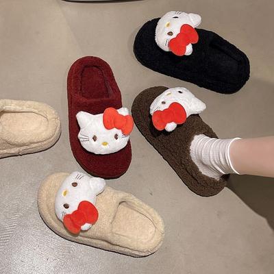 Foreign Style Comfortable Bag Head Half Slippers Women's Autumn New Outer Wear Thick Bottom Velvet Warm Cotton Slippers