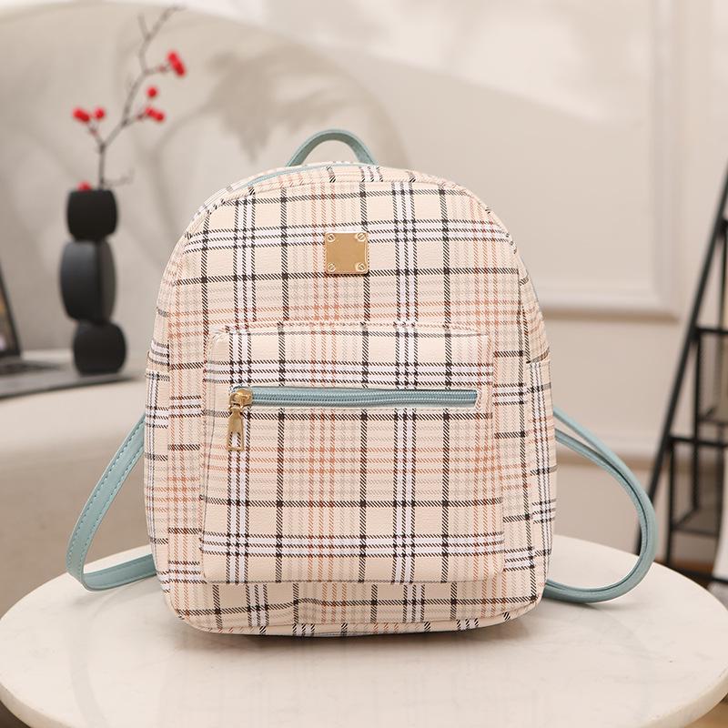 Women's backpack summer and autumn new trend fashion plaid print backpack handbag one piece