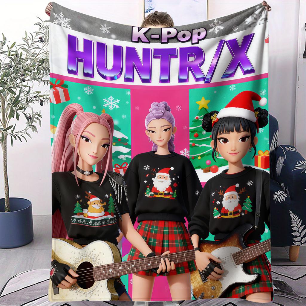 K Pop Demon Hunters Flannel Blanket Cover Warmth Soft Multifunctional Decorative Blanket Universal Blankets Christmas Gifts