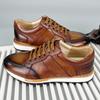 Handmade Mens Oxford Sneakers Genuine Leather Lace-Up Men Casual Leather Shoes Outdoor Daily Walking Flat Footwear