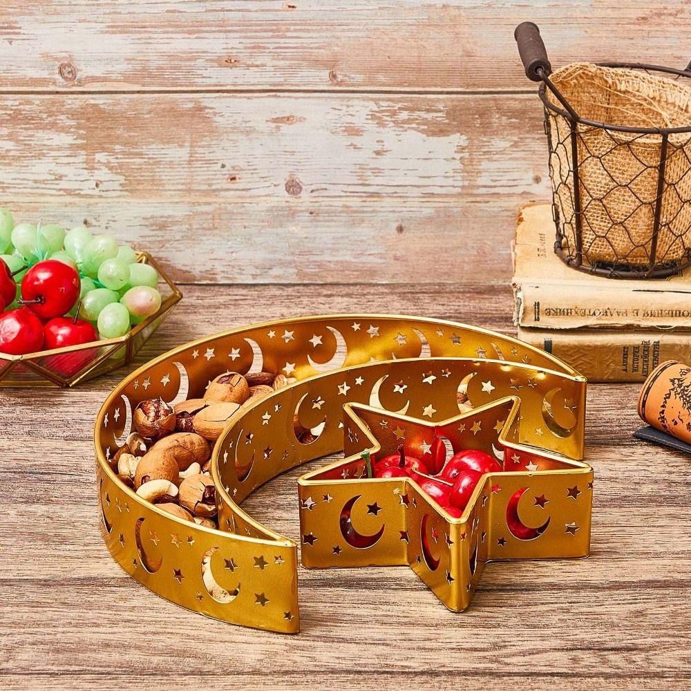 Moon Star Shaped Dessert Tray Gold Color Display Holder New Fruit Tray  Holiday Gathering