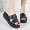 Fashion GKTINOO Summer Slippers Female Fashion Genuine Leather Wedges Heel Soft Sole Hollow Open Toe Mom Shoes Platform Ladies Sandals