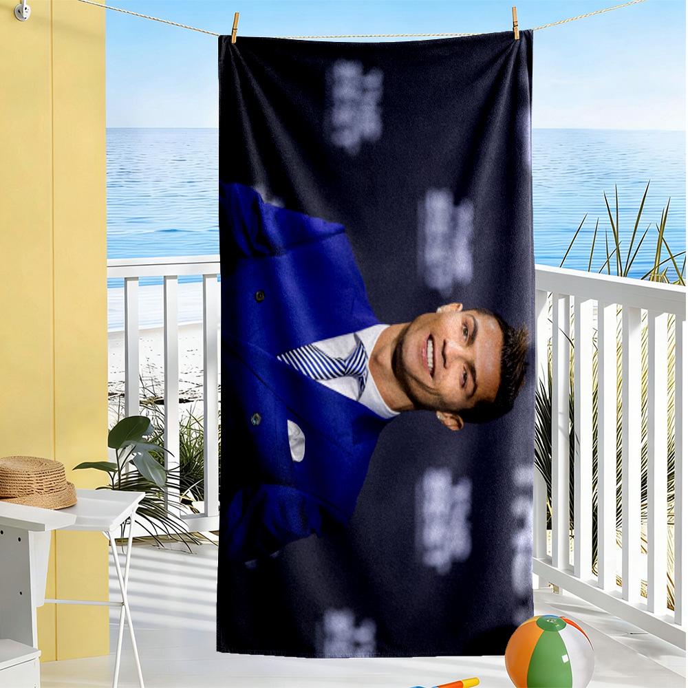 Cristiano Ronaldo's Blue Suit Beach Towel Super Soft Microfiber Quickdry Fabric Comfortable Lightweight