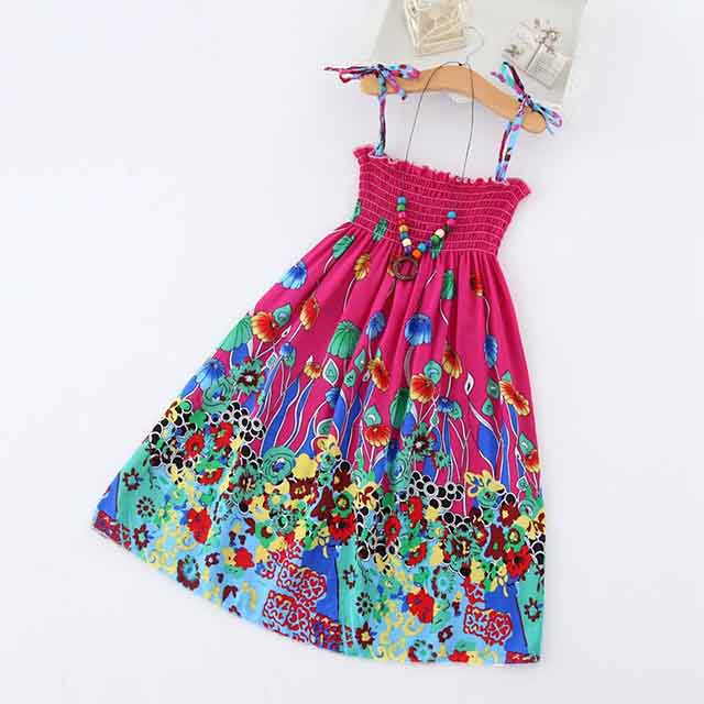 Rochie de vară cu flori pentru fete, cu bretele, volane, stil boem, rochii de prințesă de plajă pentru îmbrăcăminte fete 2 6 8 12 ani