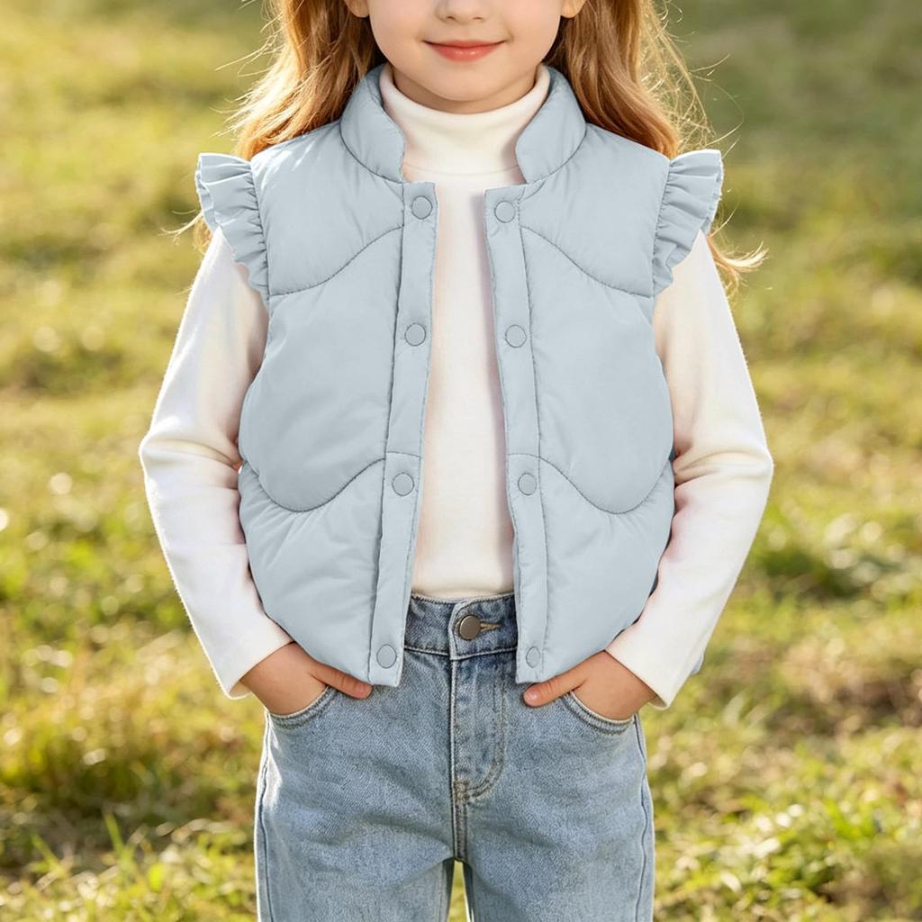 Kids Lace Trim Sleeveless Vest Top with Wide Shoulder for Fall and Winter