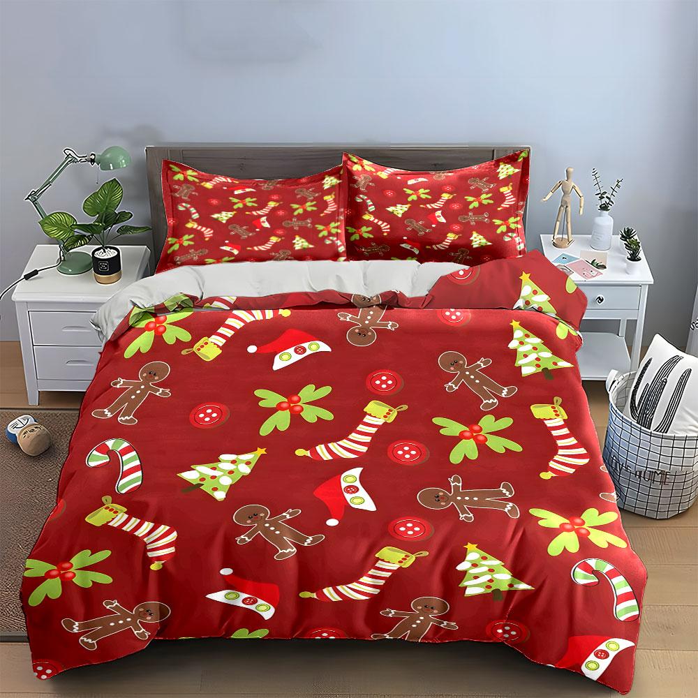 Festive gingerbread holiday charm Bedding sets Duvet cover sets Duvet covers Pillowcases(1*Duvet Cover 2*Pillowcases without duvet insert)