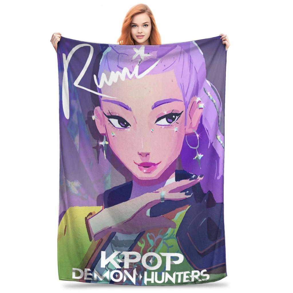 K pop Demon Hunters Blanket Quality Soft Warm  Throw Blanket Winter Kids Living Room Aesthetic Bedspread