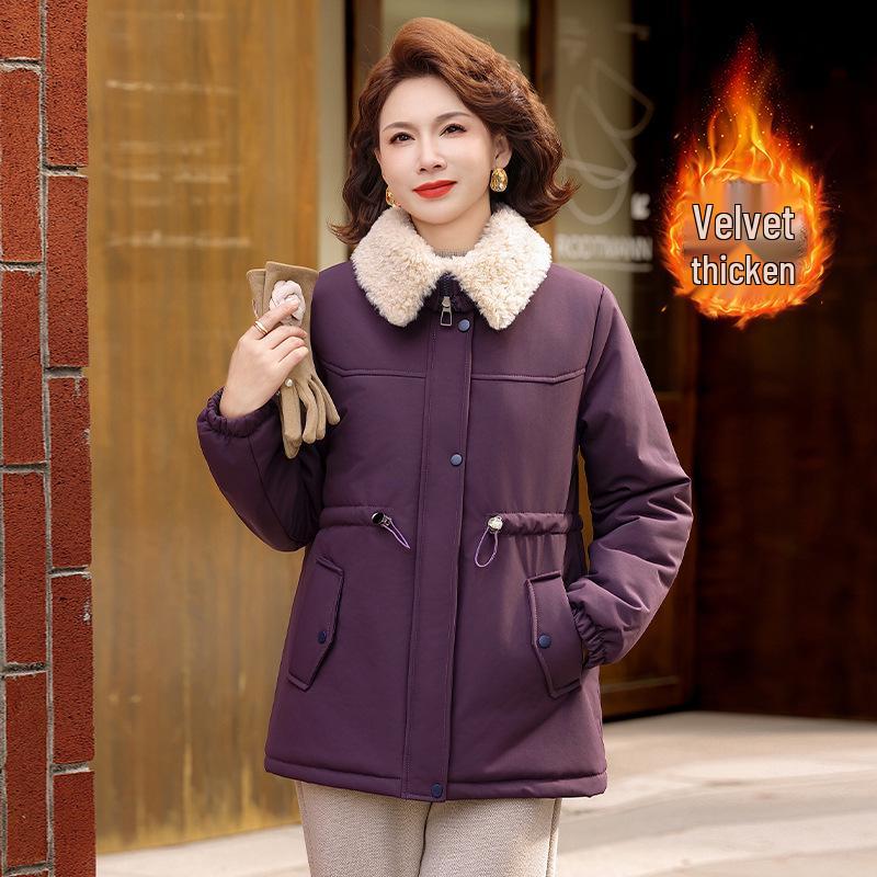 Women s 2025 Winter Plus Velvet Short Cotton Jacket - Thick, Warm, Stylish, Petite Fashionably Padded Coat 5XL фиолетовый