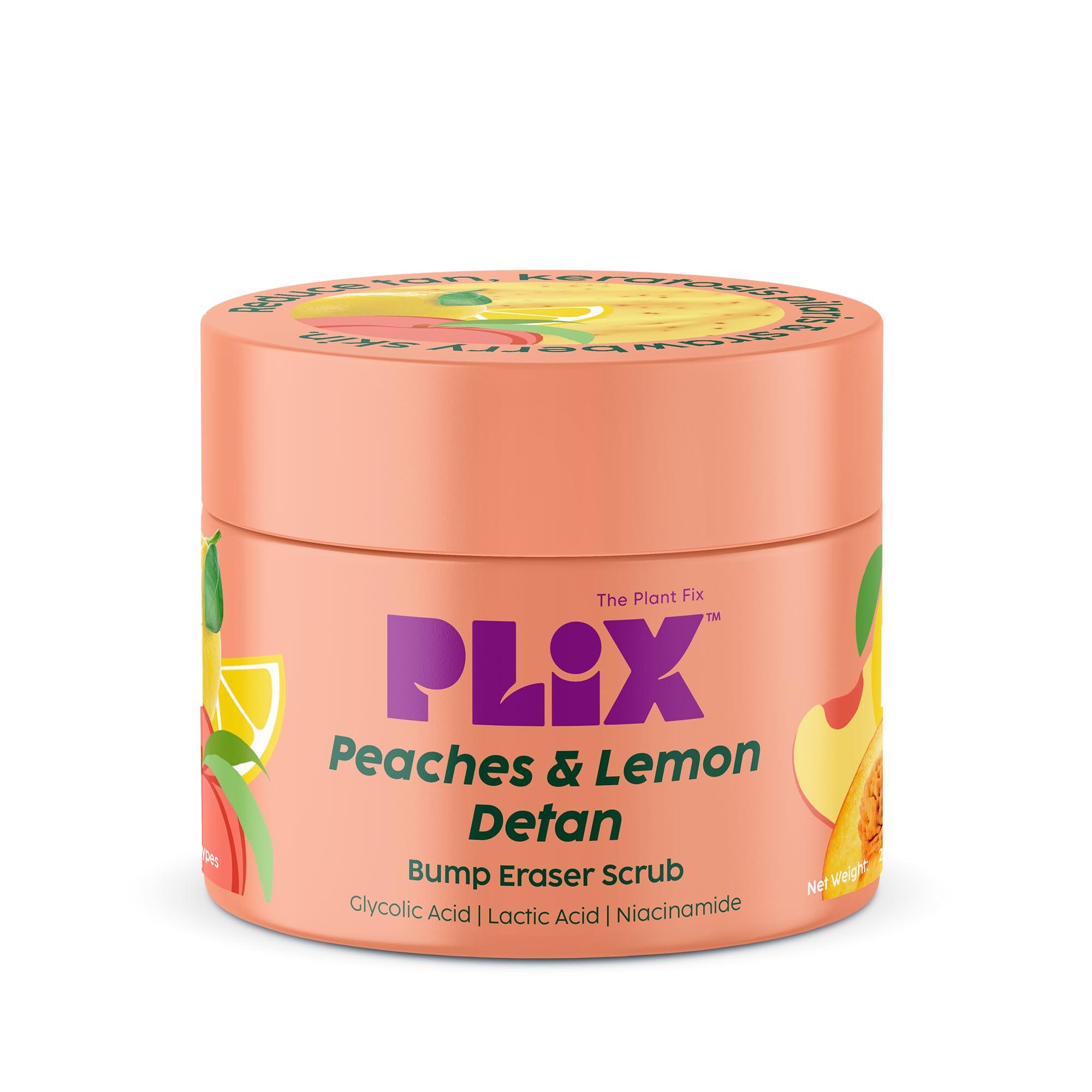 

PLIX - THE PLANT FIX Персики и лимон Detan Bump Eraser Scrub (200г) | Отшелушивающий скраб | Удаляет загар и восстанавливает влагу кожи, уменьшает темные пятна,