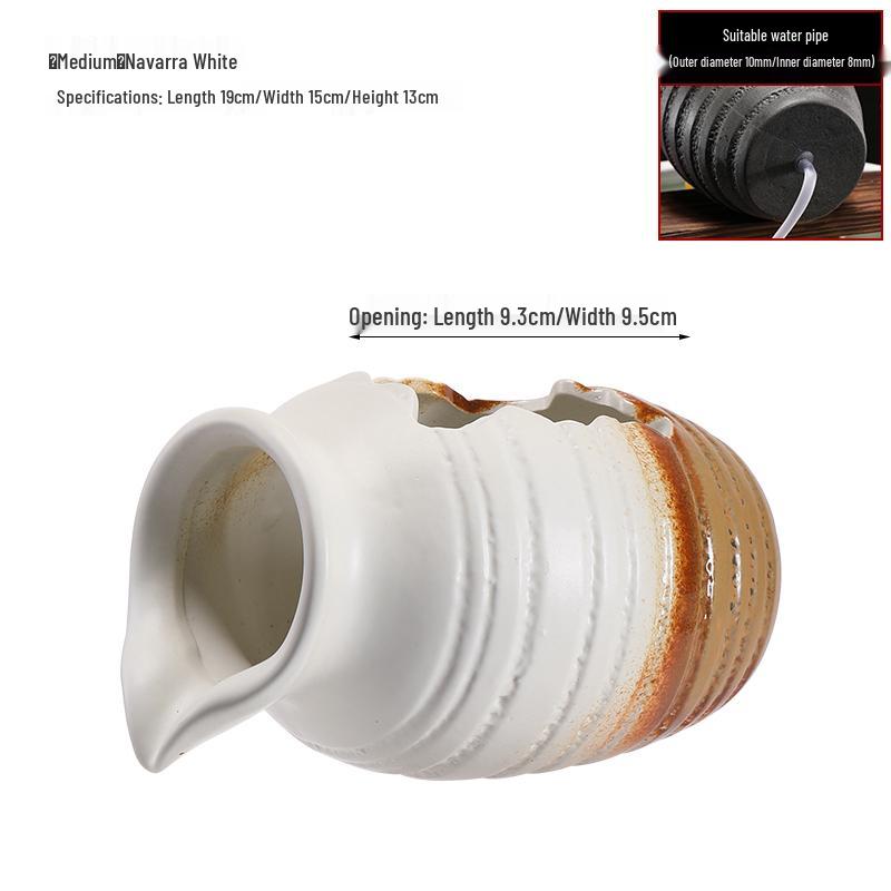 Eco Tank Pottery Jar: Ancient Flow Filtration Ornament for Oxygenating Fish, Courtyard Landscaping, and Fountain Decoration.