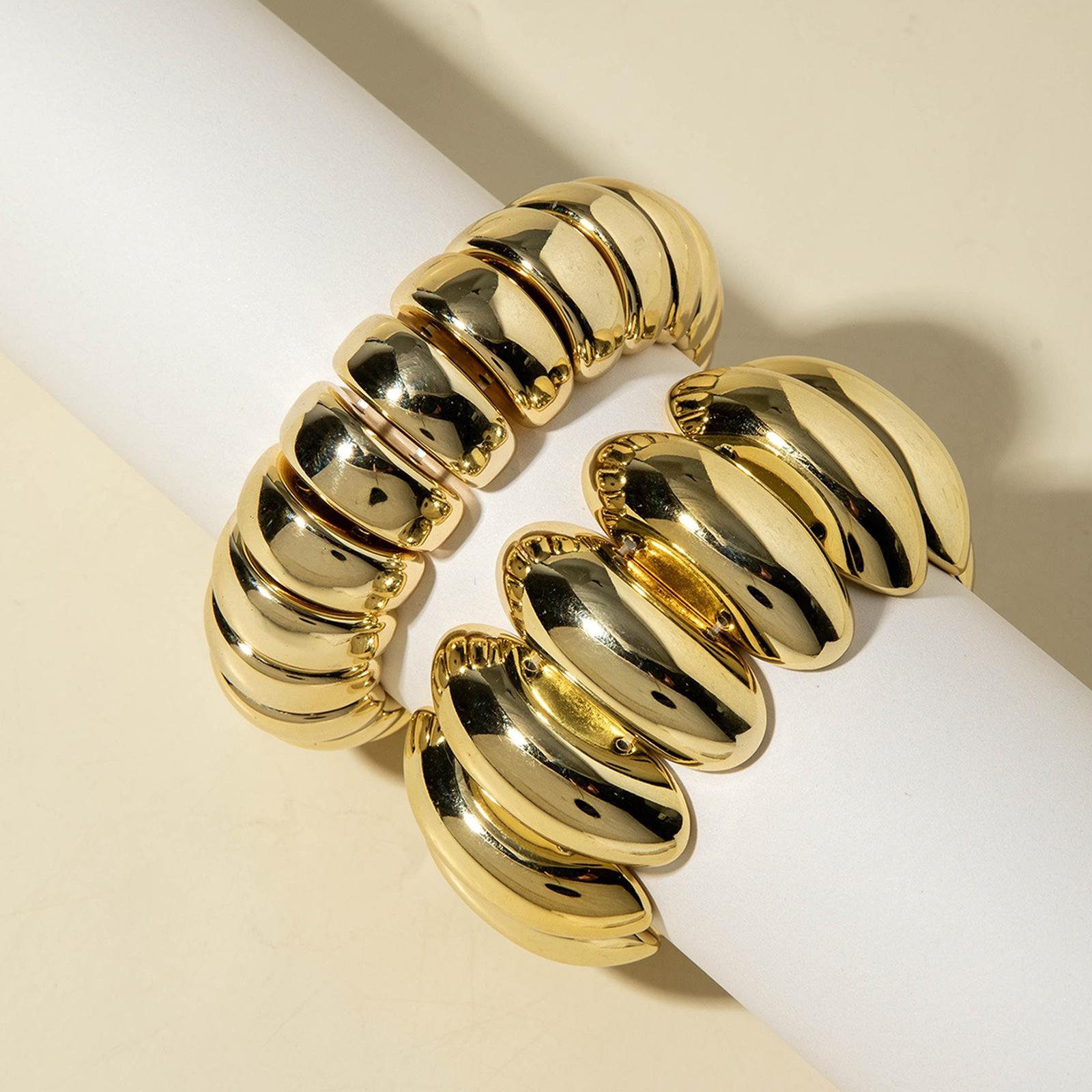 

Multi-Layer Geometric Open Cuff Bracelet Set for Women Fashion Jewelry one size золотий