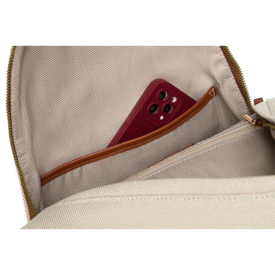 Large, Urban Women's Backpack In Beige-brown Color with an Outer Pocket - Peterson
