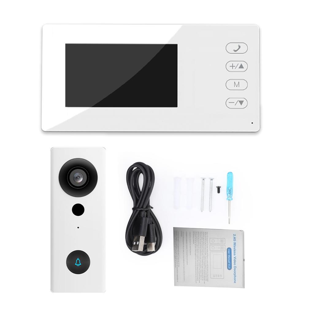 2.4G Wireless Video Doorbell Camera with Display Screen 4.3 Inch IPS Screen Video Door Phone Camera Kits Night Viewing